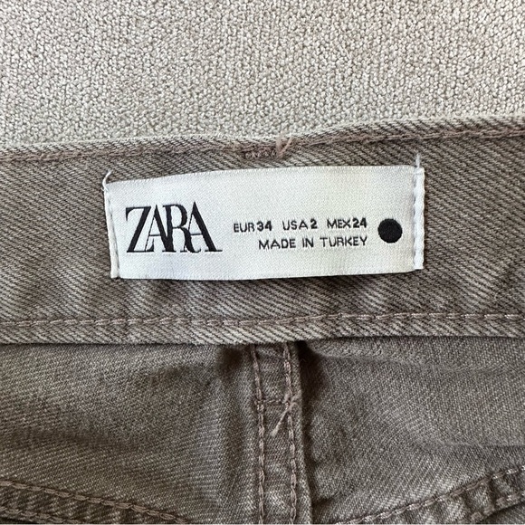 Zara The Straight Cropped Jeans. Khaki. Size 2. - Picture 6 of 9